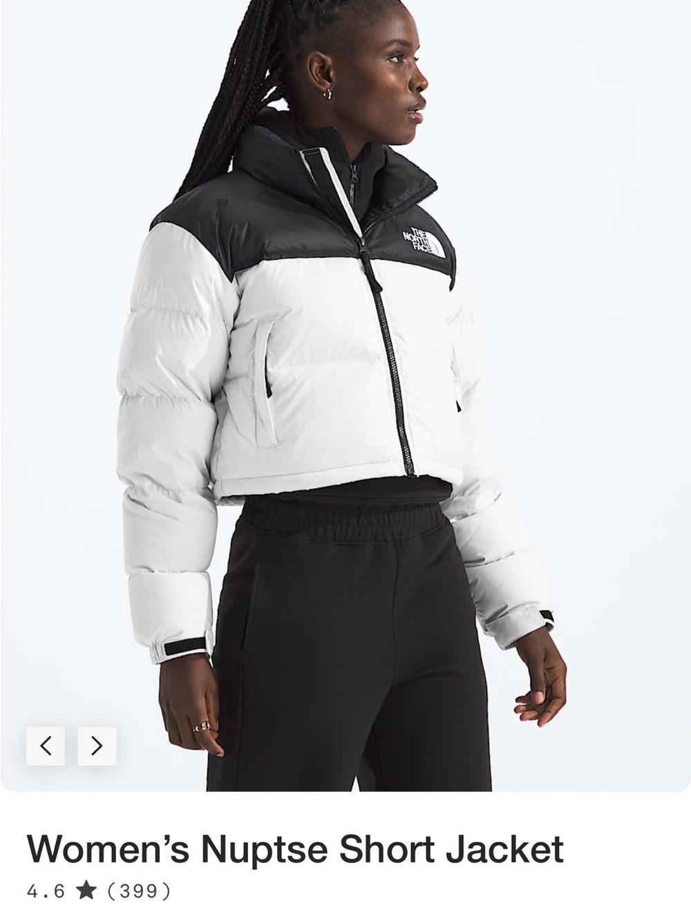 The North Face Black and White Cropped Puffer Jacket - Picture 5 of 6